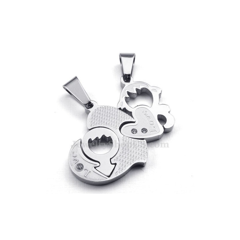 Collar De Titanio Con Colgante De Dos Corazones Para Parejas (Cadena Gratis) (Un Par) Collar De Titanio Con Colgante De Dos Corazones Para Parejas (Cadena Gratis) (Un Par)