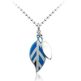 Colgante De Titanio Con Diseño De Hoja Azul De Moda - Cadena Gratis