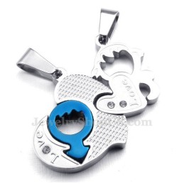 Collar De Titanio Con Colgante De Dos Corazones Para Parejas (Cadena Gratis) (Un Par)