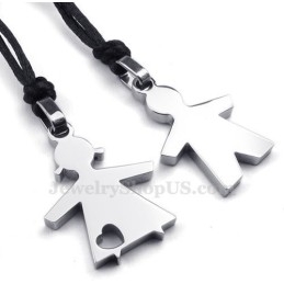 Collar Con Colgante De Titanio Y Plata Para Él Y Para Ella (Cadena Gratis) (Un Par)