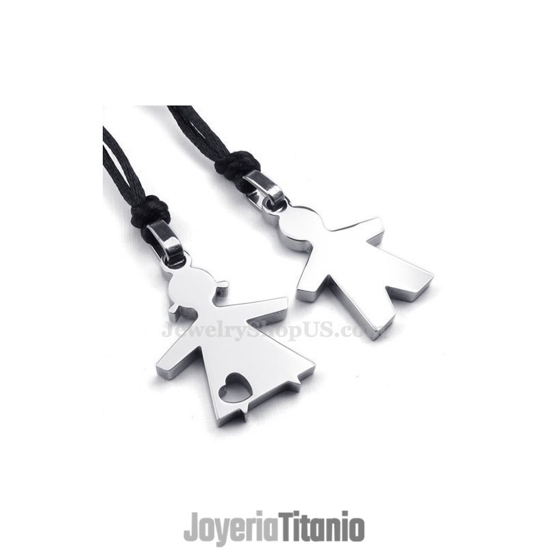Collar Con Colgante De Titanio Y Plata Para Él Y Para Ella (Cadena Gratis) (Un Par) Collar Con Colgante De Titanio Y Plata Para Él Y Para Ella (Cadena Gratis) (Un Par)
