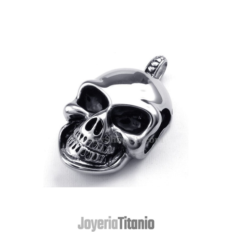 Collar Con Colgante De Calavera De Titanio Y Plata (Cadena Gratis)