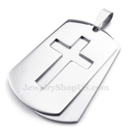 Collar Con Colgante De Cruz De Titanio Y Tarjetas De Plata (Cadena Gratis)