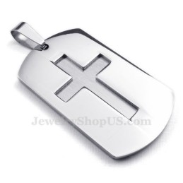 Collar Con Colgante De Cruz De Titanio Y Tarjetas De Plata (Cadena Gratis)