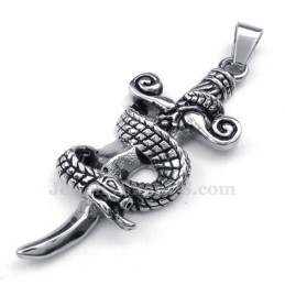 Collar Con Colgante De Espada De Serpiente De Titanio (Cadena Gratis)