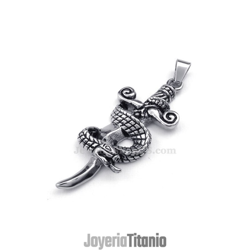 Collar Con Colgante De Espada De Serpiente De Titanio (Cadena Gratis) Collar Con Colgante De Espada De Serpiente De Titanio (Cadena Gratis)