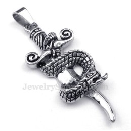 Collar Con Colgante De Espada De Serpiente De Titanio (Cadena Gratis)
