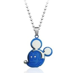 Colgante De Titanio De Mickey Mouse Azul - Cadena Gratis