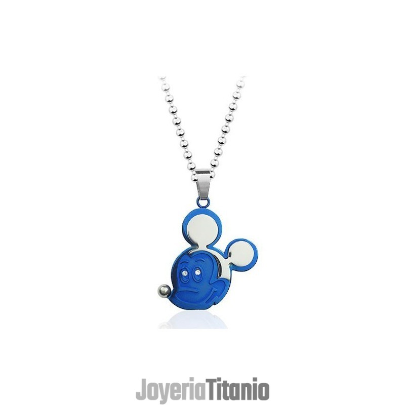Colgante De Titanio De Mickey Mouse Azul - Cadena Gratis Colgante De Titanio De Mickey Mouse Azul - Cadena Gratis