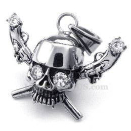 Collar Con Colgante De Calavera Pirata De Titanio (Cadena Gratis)