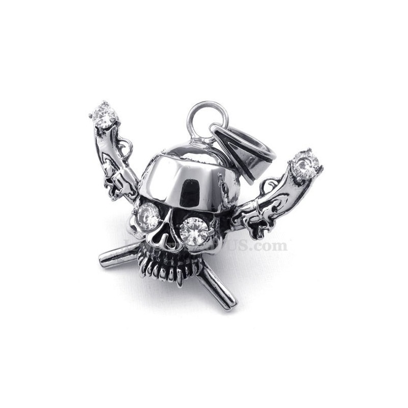 Collar Con Colgante De Calavera Pirata De Titanio (Cadena Gratis)