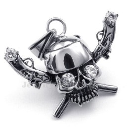 Collar Con Colgante De Calavera Pirata De Titanio (Cadena Gratis)