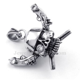 Collar Con Colgante De Calavera Pirata De Titanio (Cadena Gratis)