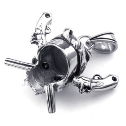 Exquisito Collar Con Colgante De Calavera Pirata De Titanio (Cadena Gratis)