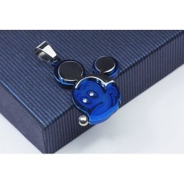 Colgante De Titanio De Mickey Mouse Azul - Cadena Gratis