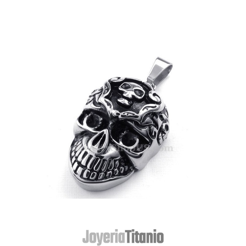 Elegante Collar Con Colgante De Calavera De Titanio (Cadena Gratis)