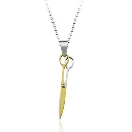 Colgante De Titanio De Moda Con Tijera Dorada - Cadena Gratis