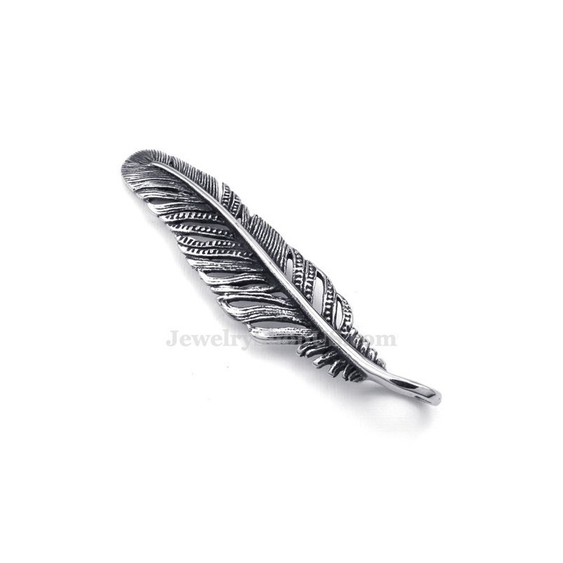 Collar Con Colgante De Pluma De Titanio (Cadena Gratis)