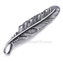 Collar Con Colgante De Pluma De Titanio (Cadena Gratis)