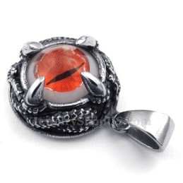 Collar Con Colgante De Titanio Y Ojo De Gato Rojo (Cadena Gratis)