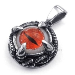 Collar Con Colgante De Titanio Y Ojo De Gato Rojo (Cadena Gratis)