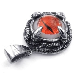 Collar Con Colgante De Titanio Y Ojo De Gato Rojo (Cadena Gratis)