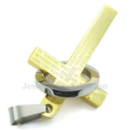 Collar Con Colgante De Cruz De Oro Y Titanio Con Escrituras (Cadena Gratis)