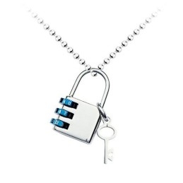 Colgante De Titanio Con Llave Y Candado Codificado Para Hombre - Cadena Gratis