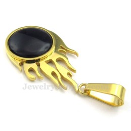 Collar Con Colgante De Bola De Fuego De Titanio Y Oro (Cadena Gratis)