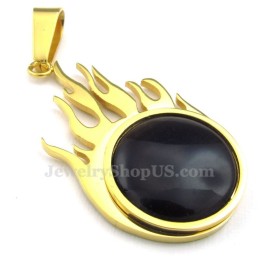 Collar Con Colgante De Bola De Fuego De Titanio Y Oro (Cadena Gratis)