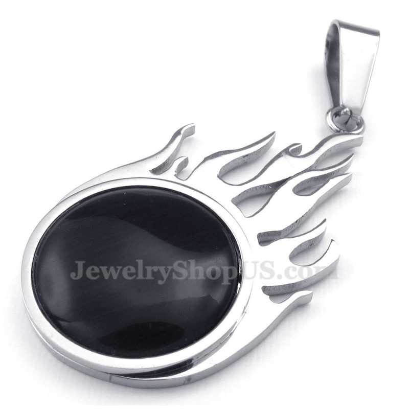 Collar Con Colgante De Bola De Fuego De Titanio Y Plata (Cadena Gratis)