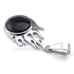 Collar Con Colgante De Bola De Fuego De Titanio Y Plata (Cadena Gratis)