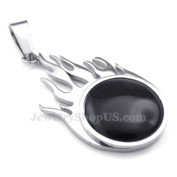 Collar Con Colgante De Bola De Fuego De Titanio Y Plata (Cadena Gratis)