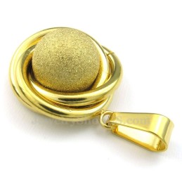Collar Con Colgante De Titanio Y Bola De Oro (Cadena Gratis)