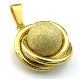Collar Con Colgante De Titanio Y Bola De Oro (Cadena Gratis)