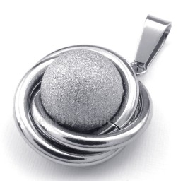 Collar Con Colgante De Bola De Titanio Y Plata (Cadena Gratis)