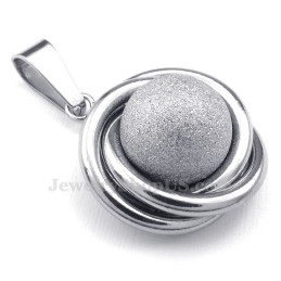 Collar Con Colgante De Bola De Titanio Y Plata (Cadena Gratis)
