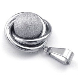 Collar Con Colgante De Bola De Titanio Y Plata (Cadena Gratis)