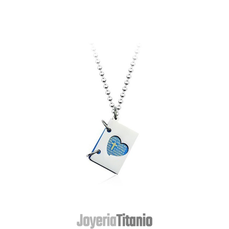 Colgante De Titanio Con Cruz Y Biblia Para Hombre (Abrible) - Cadena Gratis Colgante De Titanio Con Cruz Y Biblia Para Hombre (Abrible) - Cadena Gratis