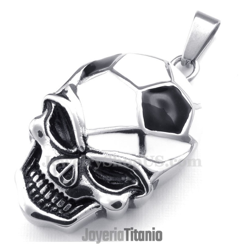 Collar De Titanio Con Colgante De Calavera De Fútbol (Cadena Gratis)