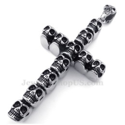 Collar Con Colgante De Cruz De Calavera De Titanio (Cadena Gratis)