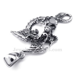 Collar Con Colgante De Pterosaurio De Titanio Y Circonita Negra (Cadena Gratis)