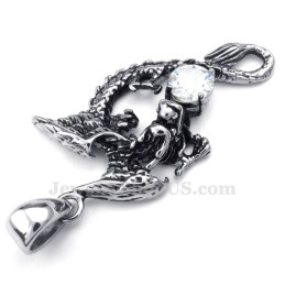 Collar Con Colgante De Pterosaurio De Titanio Y Circonita Blanca (Cadena Gratis)
