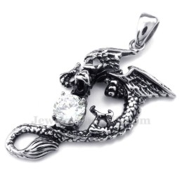 Collar Con Colgante De Pterosaurio De Titanio Y Circonita Blanca (Cadena Gratis)
