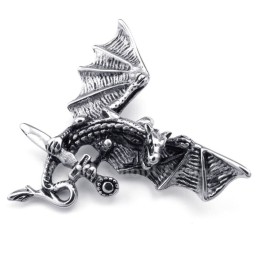 Exquisito Collar Con Colgante De Pterosaurio De Titanio (Cadena Gratis)