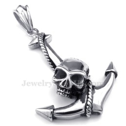 Collar Con Colgante De Ancla Y Calavera De Titanio (Cadena Gratis)
