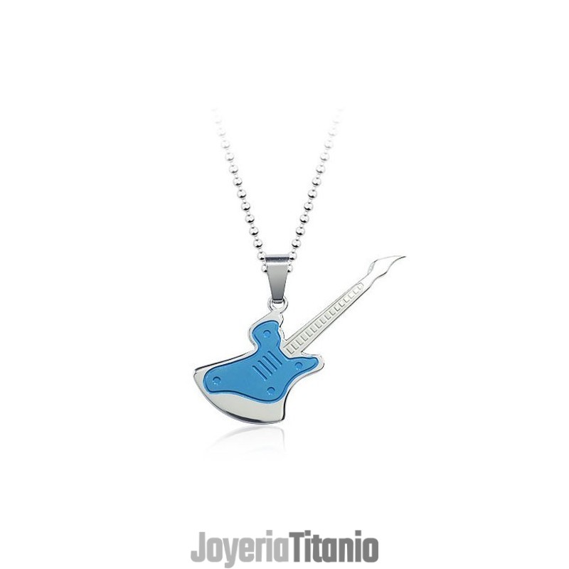 Colgante De Titanio Con Diseño De Guitarra Azul De Moda (Cadena Gratis) Colgante De Titanio Con Diseño De Guitarra Azul De Moda (Cadena Gratis)