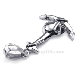 Collar Con Colgante De Ancla Y Calavera De Titanio (Cadena Gratis)