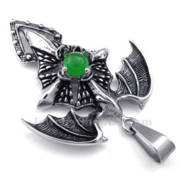 Collar Con Colgante De Pterosaurio De Titanio Con Cuentas Verdes (Cadena Gratis)
