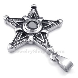 Collar Con Colgante De Estrella De La Suerte De Titanio Y Circonita Negra (Cadena Gratis)